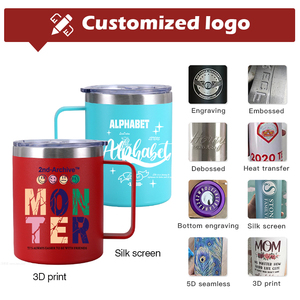 14oz Casual Stainless Steel Thermal Double Wall Vacuum Insulated <b>Coffee</b> Mug with Lid Handle Leak-Proof - Product Image 6