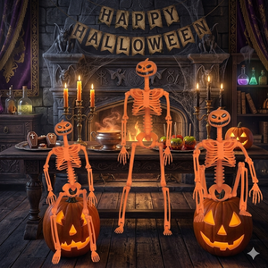 Décoration d'Halloween transfrontalière : Crâne de citrouille, ornements de <span class=keywords><strong>squelette</strong></span> simulé, jouet d'effaroucheur effrayant en plastique pour usage intérieur - Product Image 1