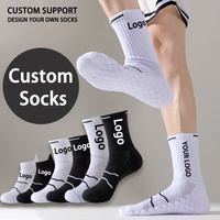Chaussettes de sport professionnelles avec logo personnalisé, chaussettes athlétiques absorbant les chocs, chaussettes respirantes en coton pour hommes, chaussettes de course
