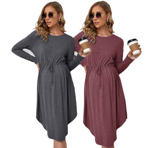 Nueva llegada vestidos <span class=keywords><strong>de</strong></span> maternidad sólido personalizado <span class=keywords><strong>de</strong></span> <span class=keywords><strong>moda</strong></span> vestidos <span class=keywords><strong>de</strong></span> <span class=keywords><strong>embarazadas</strong></span> <span class=keywords><strong>de</strong></span> punto <span class=keywords><strong>de</strong></span> bambú lactancia diseñador mujeres vestidos <span class=keywords><strong>de</strong></span> maternidad - Product Image 1