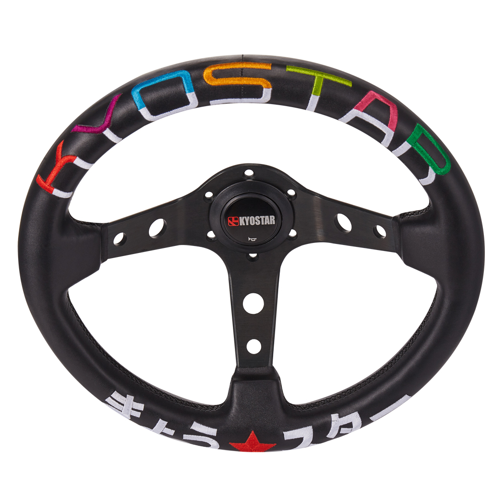 KYOSTARレーシングドリフトステアリングホイール、リアルレザー