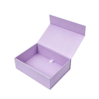 Boîte pliante de luxe personnalisée rose et violette avec logo en feuille d'or, écologique, recyclable, en papier rigide, pour cosmétiques, avec doublure en éponge