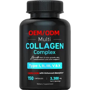 Non-GMO All-In-One Collagen Supplement 150 Capsules Vitamins Multi Collagen Complex