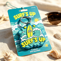 Nouveau porte-clés 3D en PVC tendance, vente en gros, porte-clés en silicone souple avec motif de dessin animé mignon, breloque personnalisable avec LOGO, porte-clés en caoutchouc en forme de planche de surf