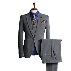 Traje de pantalón <span class=keywords><strong>para</strong></span> hombre, corte alto y ajustado, de una sola botonadura, frente liso, <span class=keywords><strong>para</strong></span> estudio de bodas, con cierre de cremallera, 100% poliéster, antiencogimiento - Product Image 5
