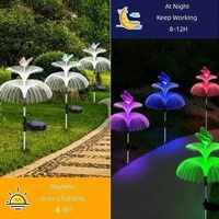 Lampu Taman Tenaga Surya Bentuk Kupu-kupu Dua Lapis Serat Optik Air Mancur 7 Warna Gaya Modern Mudah Dipasang di Luar Ruangan Jalan Setapak Halaman Rumput PC