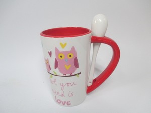 แก้วกาแฟเซรา<span class=keywords><strong>ม</strong></span>ิกลายนกฮูกพร้อ<span class=keywords><strong>ม</strong></span>ช้อนถ้วยชาลายการ์ตูนรูปนกฮูกน่ารักแบบมีรอยจูบและรัก - Product Image 6