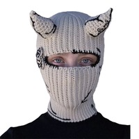 25 nouveau chapeau en corne tricoté à la main drôle masque de ski cagoule chaude avec un trou sport personnalisé pour Halloween