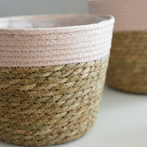 Pots à fleurs tressés en paille, paniers à fleurs, plantes succulentes en pot, plantes vertes, artisanat tressé en algues marines, articles tressés transfrontaliers - Product Image 3