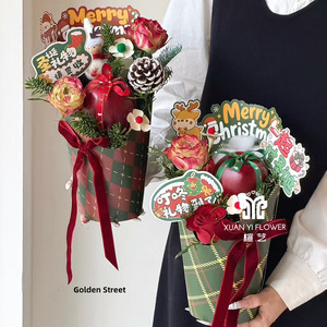 Coffret de fleurs pour la fête des mères, sac cylindrique en carton blanc portable et boîte cadeau - Product Image 3
