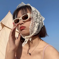 Foulard triangulaire vintage en dentelle brodée, bonnet floral à nouer, couvre-cheveux pour femmes et filles, idéal pour les mariages, vente en gros, fournisseur export
