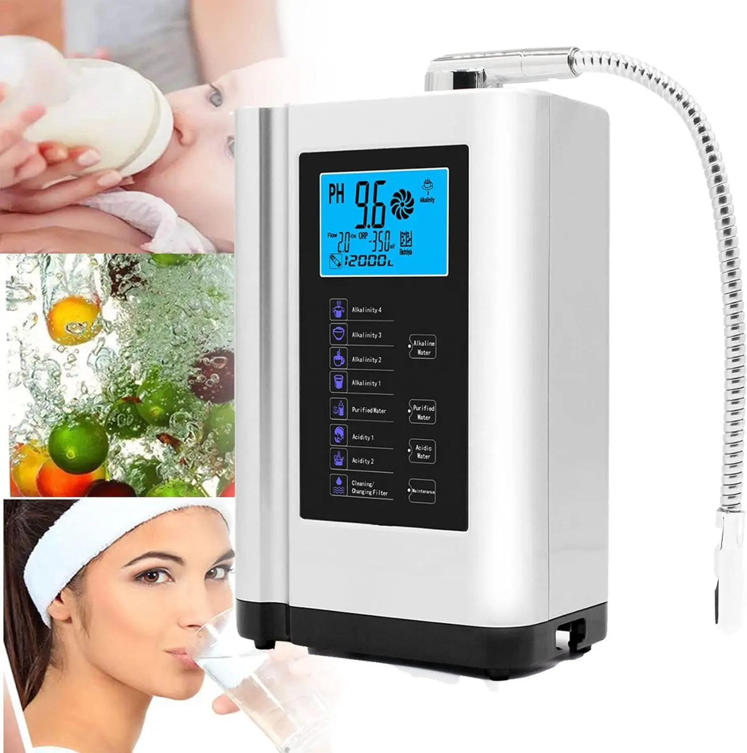 Wholesale Alkaline Water Ionizer 3.8 Inches Touch Screen Acidic Water Purifier Water PH ORP Auto Cleaning