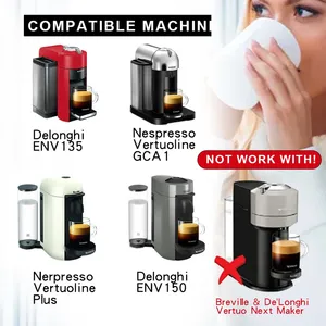 <span class=keywords><strong>Capsule</strong></span> de café réutilisable en acier inoxydable de 230 ml pour Vertuoline GCA1 et <span class=keywords><strong>Delonghi</strong></span> ENV135, avec anneau de dosage pour une crème riche - Product Image 5