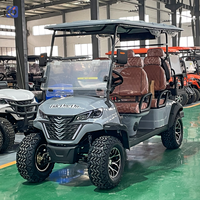 Voiturette de golf électrique 6 places, batterie lithium 72V, chariot de chasse tout-terrain avec pare-brise et phares LED, vente directe usine