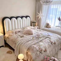 Lit en tissu pliable de style français avec un grand espace de rangement, lit en tissu multifonctionnel de luxe, lit king-size ou queen-size