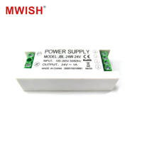 Transformateur de bande LED ultra-mince MWISH 24W 60W 100W, alimentation à découpage de petit volume 24V DC, entrée 100-265V avec protection