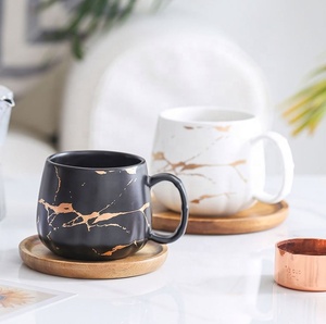 Wholesale Private Label 400ML 500ml Gold Printing Marble Texture Style Lovers Cup Ceramic Coffee Mugs for Gift - Product Image 5