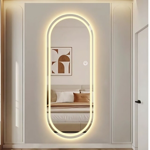 Chất lượng cao vật liệu thủy tinh thiết kế hiện đại dài hình bầu dục tròn thắp sáng gương với độ nét cao hình ảnh và độ bền - Product Image 3