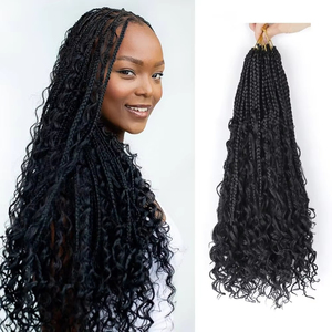 BELEZA Fábrica al por mayor Diosa Locs Caja desordenada Trenzas Crochet Bohemian Hair Curly Pre-Looped Boho <span class=keywords><strong>River</strong></span> Box Trenzado - Product Image 6