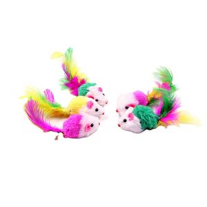 Cheap Small New Design Colorful Interesting Feather Stick Toy Mouse Shape <b>Cat</b> Toys - Product Image 1