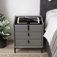 Meilleures ventes : Tables de chevet intelligentes Pine Skin avec logo original, Bluetooth, chargement USB sans fil, design moderne, meubles de chambre en bois
