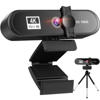 Webcam USB 1K/2K/4K Full HD 1080P dengan Mikrofon, Webcam USB Autofokus, Penutup Komputer, Audio, Laptop, Video Webcam