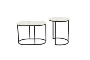 Mesa Auxiliar de Madera para Sala de Estar con Marco de Metal, Juego de 2 Mesas Redondas Encajables, Económicas - Product Image 3