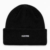 Bonnet d'hiver chaud et tendance avec logo brodé, style streetwear, à revers côtelé, unisexe
