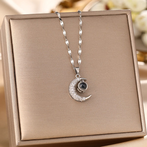 DAIHE-Colgante de Luna y estrella chapado <span class=keywords><strong>en</strong></span> oro de 18k para mujer, de acero inoxidable, 316l, <span class=keywords><strong>te</strong></span> <span class=keywords><strong>amo</strong></span>, <span class=keywords><strong>en</strong></span> varios <span class=keywords><strong>idiomas</strong></span> - Product Image 6