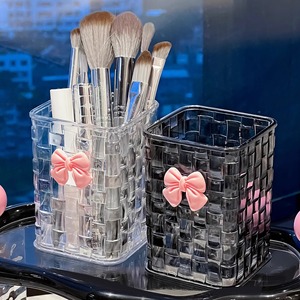 Scatola di stoccaggio Desktop in Rattan di lusso moderno contenitore per animali domestici in plastica di fascia alta con scomparto rossetto organizzatore cosmetico - Product Image 4