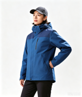 Veste de ski unisexe 3-en-1 imperméable, coupe-vent, chaude, à capuche zippée pour le ski, la raquette, l'expédition, la randonnée, le cyclisme