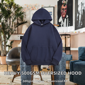 Sweat-shirt à capuche en molleton 500 g/m² unisexe, couleur unie, logo personnalisé, streetwear d'automne - Product Image 2