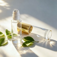 Flacon roll-on vide en verre avec bouchon métallique en aluminium, or, argent, ambre, transparent, pour échantillons de parfum et d'huiles essentielles, vente en gros