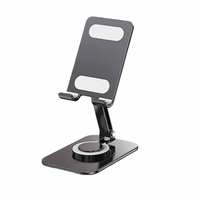 Support de téléphone et tablette pliable en métal anti-vibration, rotatif à 360°, réglable, pour bureau