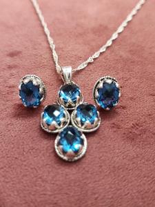 Natural <b>Real</b> Quartz Pendant and Earring Jewelry Set 925 Sterling Silver Fine Jewelry for Women Handmade <b>Crystal</b> Gemstone - Product Image 1