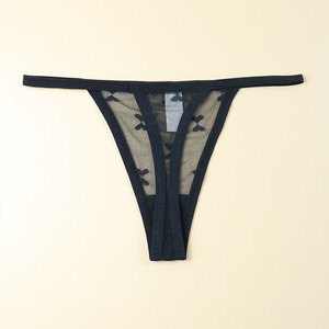 En gros Lingerie féminine : Culotte string en maille transparente à fines bretelles, taille basse, sexy, respirante - Product Image 2