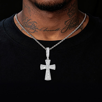 Gioielli Hip Hop in Argento Sterling 925 con Moissanite VVS, Design Personalizzato con Pepite d'Oro, Ciondolo Croce Cristiana Latina per Uomo