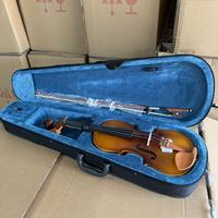 Violon en contreplaqué avec placage tigre pour débutants, avec étui à violon en mousse triangulaire, vente en gros disponible