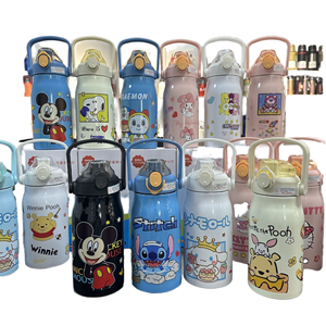 Termo de Acero Inoxidable con Diseño de Dibujos Animados, <span class=keywords><strong>Taza</strong></span> Térmica con Pajita de Gran Capacidad, Portátil para Niños, Uso Doméstico - Product Image 1