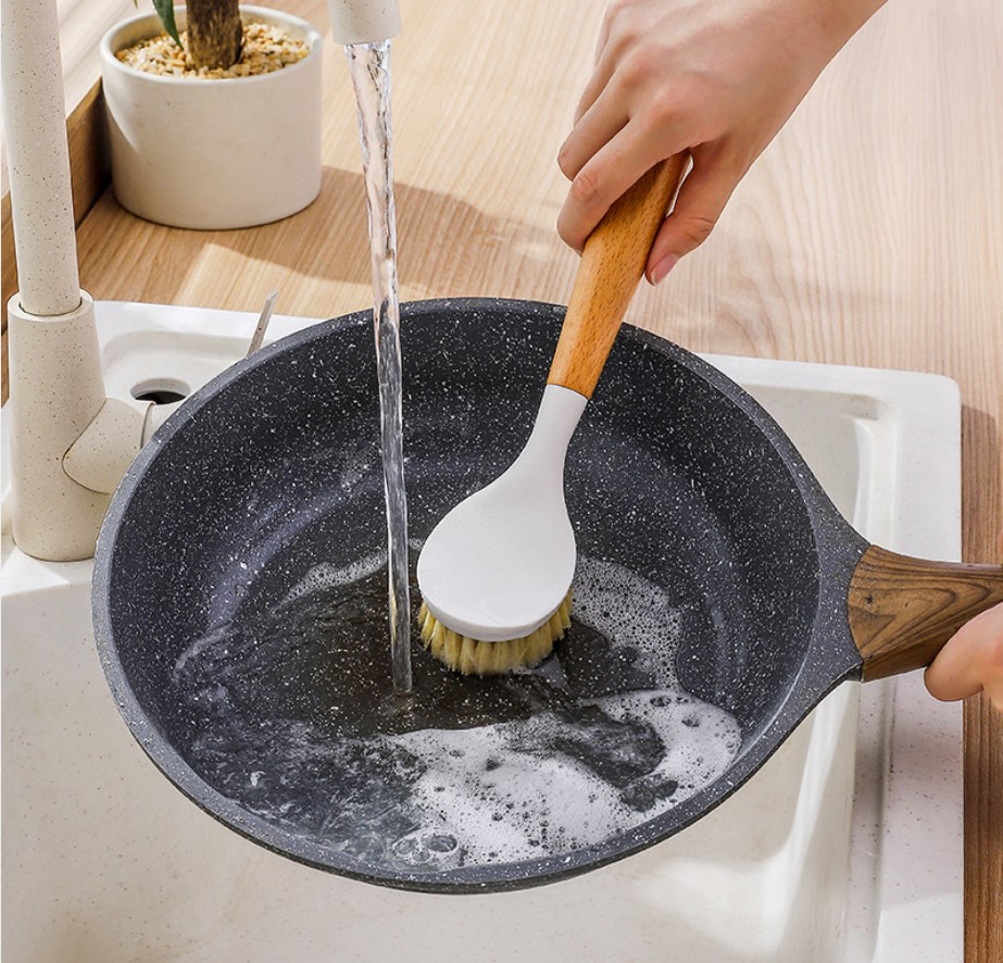 Деревянная щетка для посуды Sisal с длинной ручкой, Бамбуковая щетка для чистки кастрюль, блюд, скамейка для готовки, кухонные инструменты для чистки