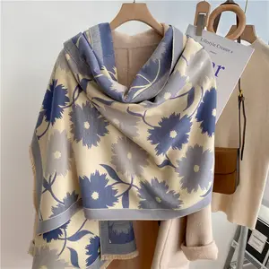 Wholesale Young Lady new design girl's winter scarves fashion sunflower long warm cashmere scarf for women luxury