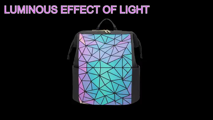 Geometric Luminous Purses and Handbags for Women Holographic Reflective Bag  Backpack Wallet Clutch Set