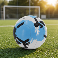 Ballon de football léger Aiju personnalisé avec logo en PVC, cousu à la machine, taille 5, cadeau promotionnel, entraînement sportif intérieur/extérieur
