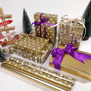 High Quality Wholesale 80g <b>Christmas</b> Yellow Art Paper Tissue 43*300cm Gift Luxury Custom Packaging Wrapping Paper Roll - Product Image 5