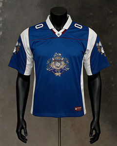 Camiseta Deportiva Personalizada 2026 de Alta Calidad, <span class=keywords><strong>Azul</strong></span>, Estilo Retro, para Hombre, Cuello en V, Tejido de Algodón, Bordado Intenso - Product Image 1