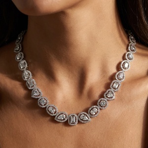 <b>Top</b> Selling White Gold Diamond Mix-Match Halo Symphony Necklace Luxury Women's <b>Wedding</b> Jewelry - Product Image 5