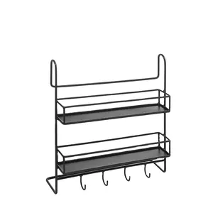 Modulare 2 livelli di metallo nero filo di smalto per unghie personalizzato Display da parete Rack Utility ganci appendiabiti