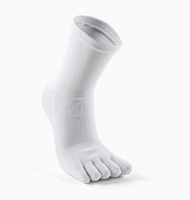 Chaussettes mi-mollet cinq doigts pour hommes, respirantes, absorbant la transpiration, en coton, pour la course, avec orteils séparés, soutien tricoté pour l'été
