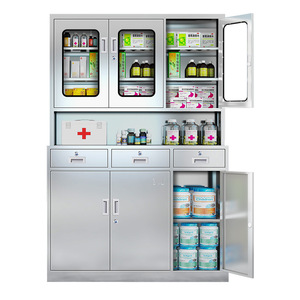 ตู้ยาสแตนเลส ยุนชวง 304 4 ชั้น พร้อมกุญแจล็อค ตู้เก็บของโรงพยาบาล - Product Image 2