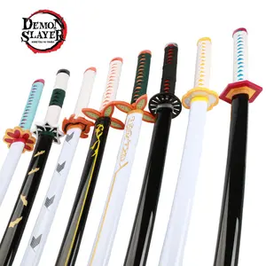 104cm Wholesale Anime Kimetsu no Yaiba Cosplay Weapon props Wood Toy Wooden Sword Tanjirou Swords Demon Slayer Katana